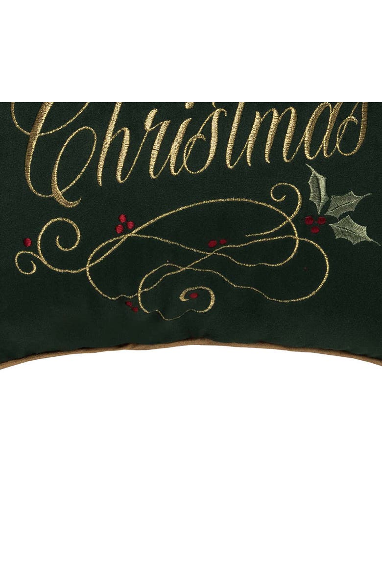 C&F Home "Merry Christmas" Swirling Typography Embroidered Accent Throw Pillow 16" x 16", Alternate, color, Gold