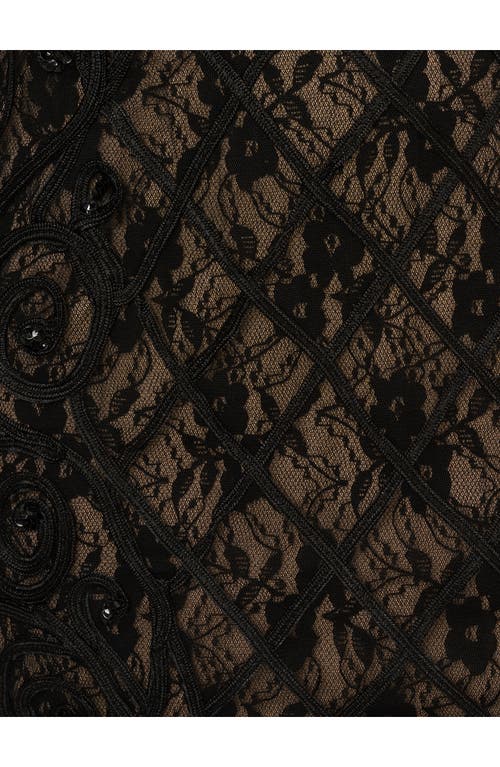 Adrianna Papell Beaded Soutache Sheer Lace Overlay Sheath Cocktail Dress In Multi