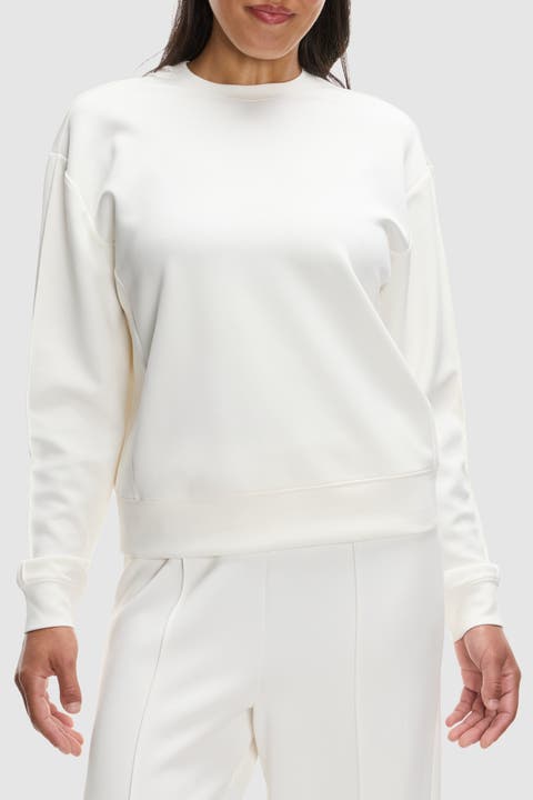 Washed Interlock Pintuck Crewneck