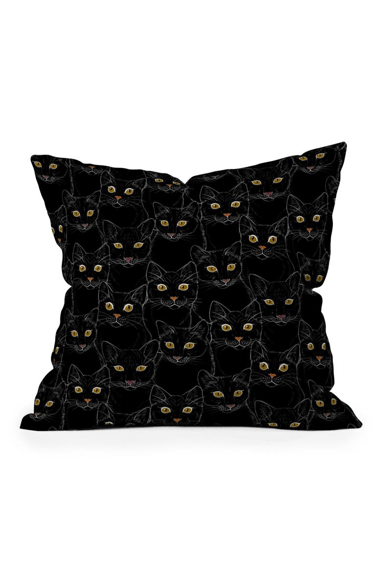 Poesie Garden Throw Pillow, Main, color, BLACK CAT