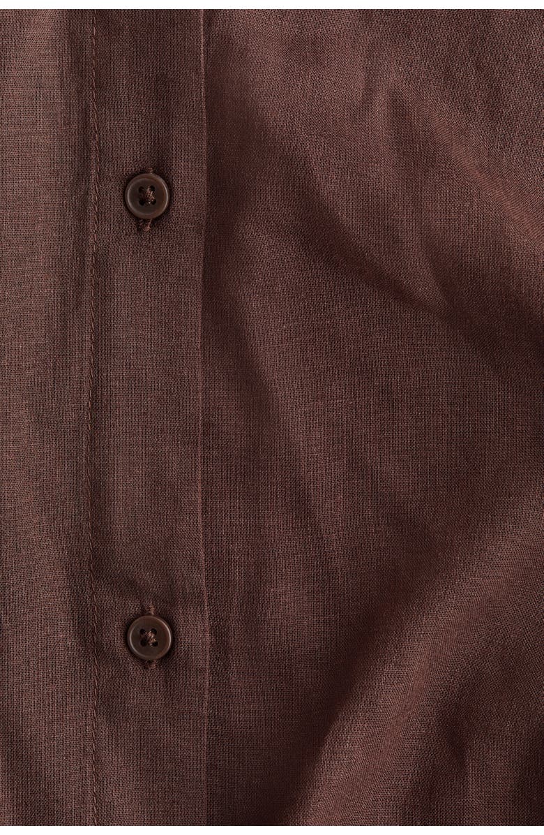 H&M Linen-blend shirt dress, Alternate, color, Dark Brown