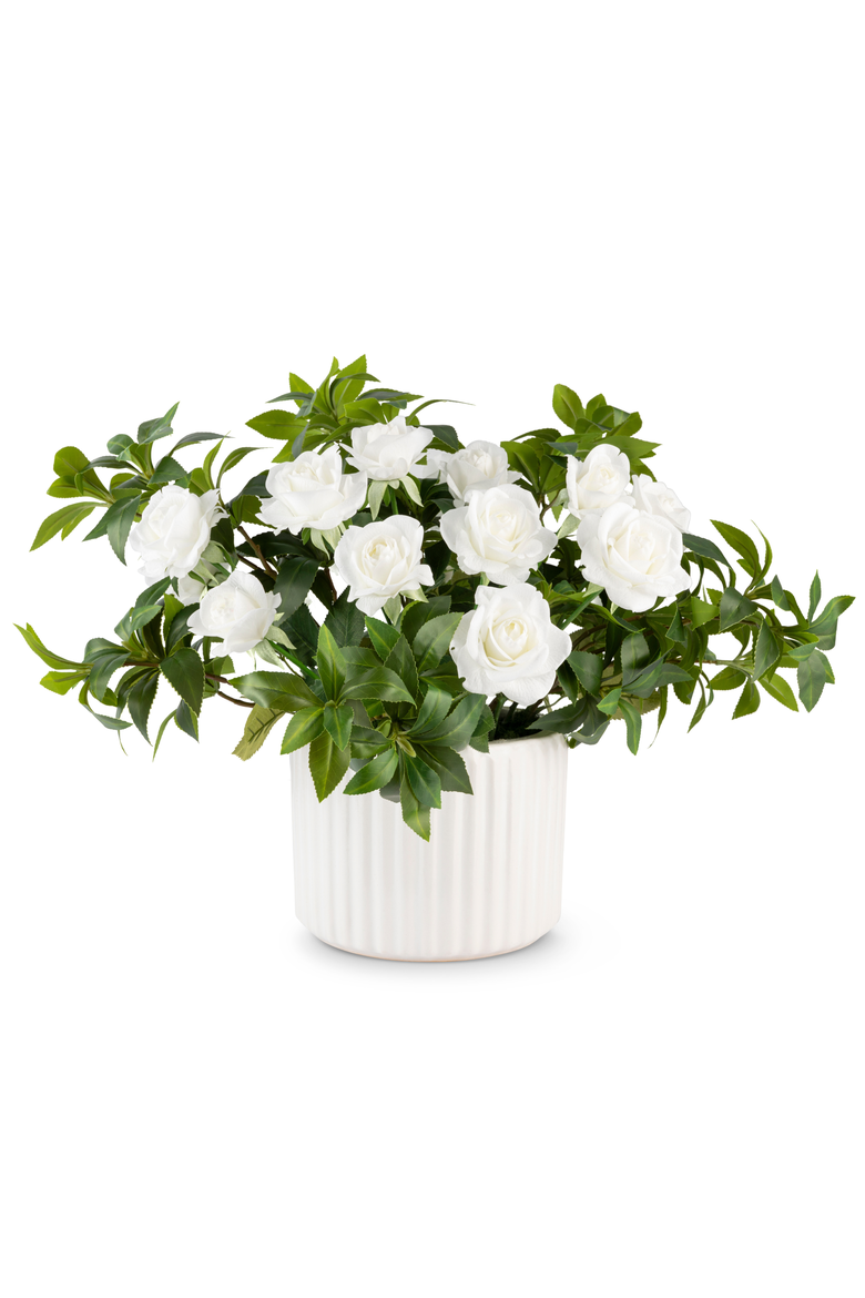 Lucienne RealTouch Rosebush Arrangement, Main, color, White
