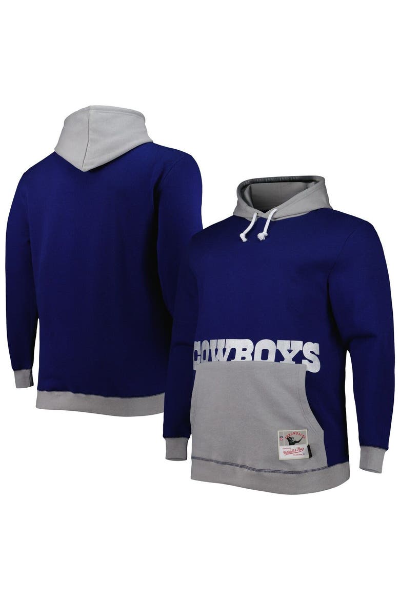 Men's Mitchell & Ness Navy/Silver Dallas Cowboys Big & Tall Big Face Pullover Hoodie, Main, color, Navy