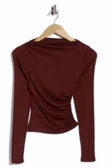 Ruched Boat Neck Top