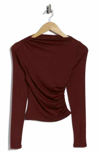 Ruched Boat Neck Top