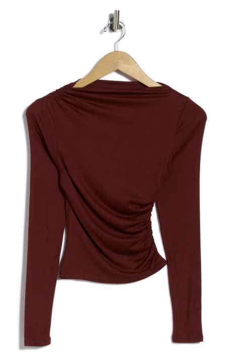 Ruched Boat Neck Top