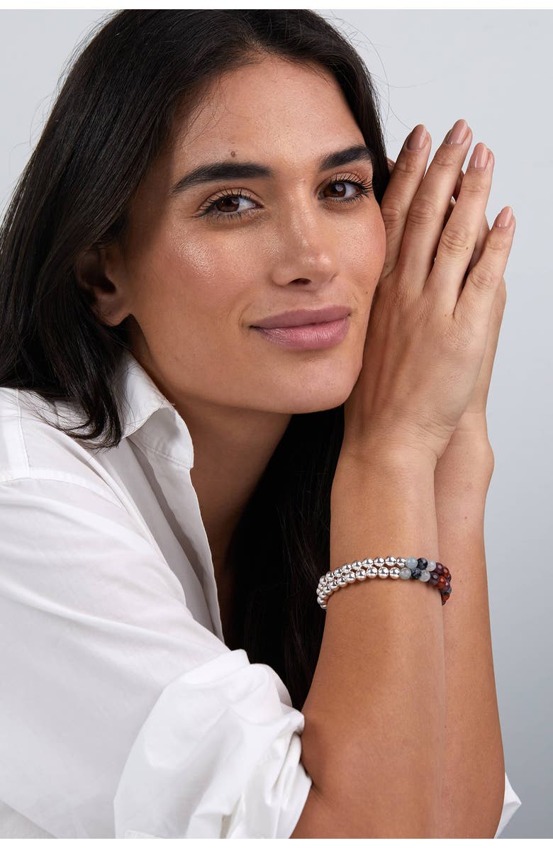 The Healer’s Collection N82 Gut Health Set of 2 Healer's Bracelets, Alternate, color, Silver