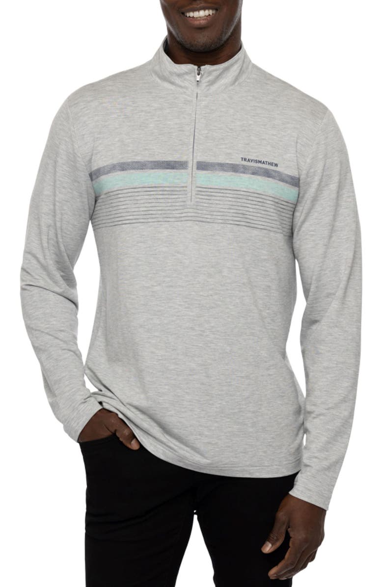 TravisMathew Twist of Lime Half Zip Pullover, Main, color, Heather Light Grey