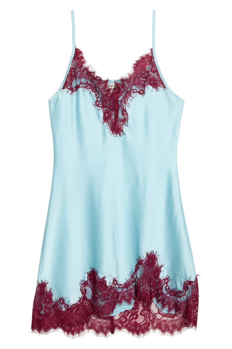 Lace Trim Mini Slip, Main, color, ICY BLUE