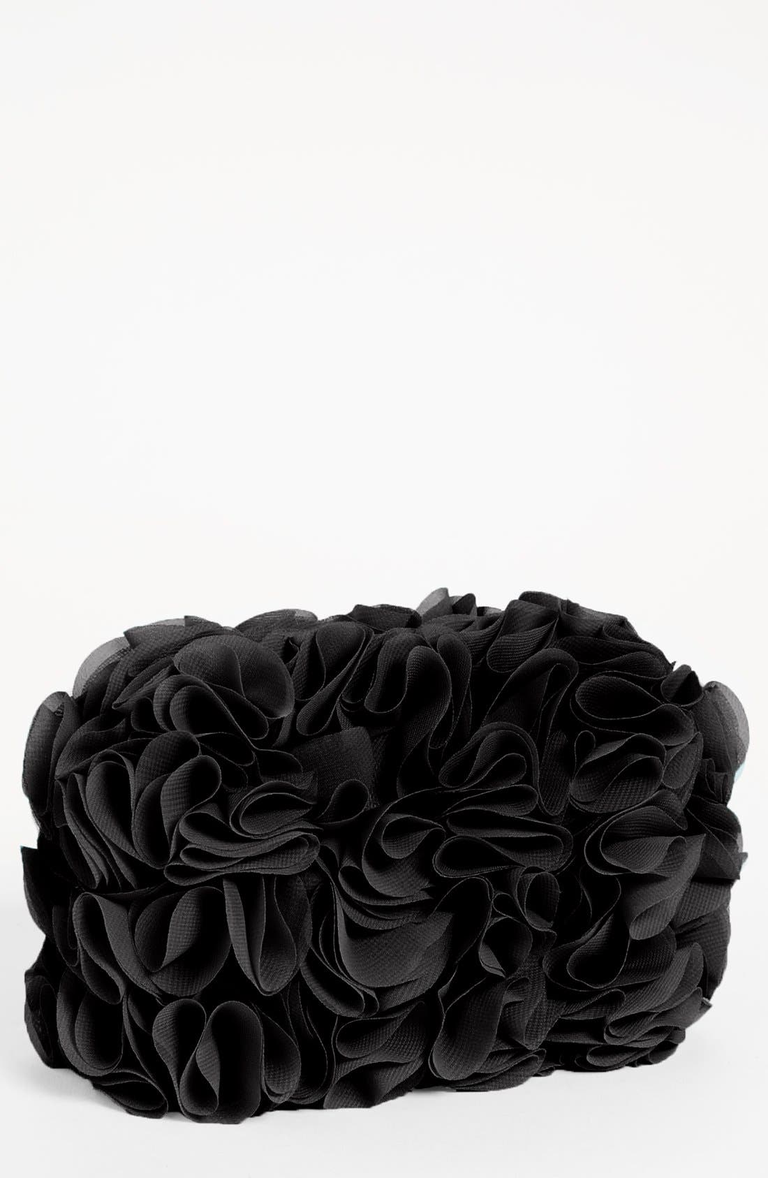 Ruffle Minaudiere, Main, color, BLACK
