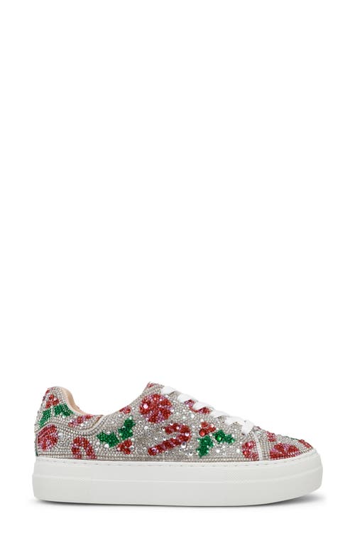 Betsey Johnson Sidny Crystal Pavé Platform Sneaker In Red