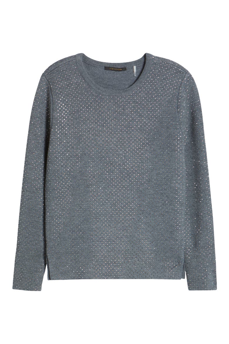 Holli Rhinestone Sweater, Alternate, color, GREY MELANGE