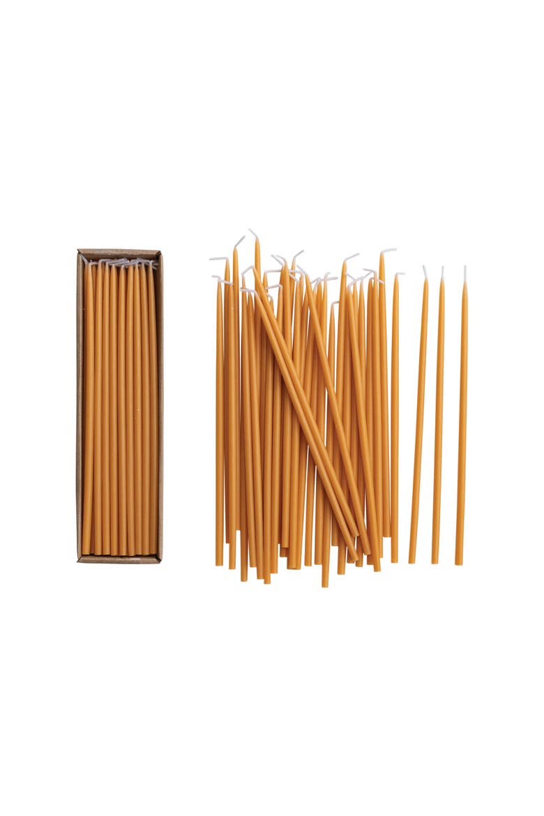 36-Piece Unscented Thin Taper Candles in Box, Camel, Main, color, Tan
