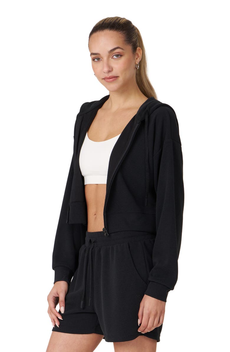 Rebody Active Retreat Waffle Zip Up Jacket, Alternate, color, Black
