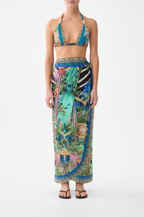 Draped Wrap Maxi Sarong With Tie Waist