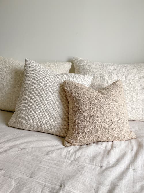 ANAYA ANAYA COZY COTTON BOUCLE PILLOW WITH DOWN INSERT