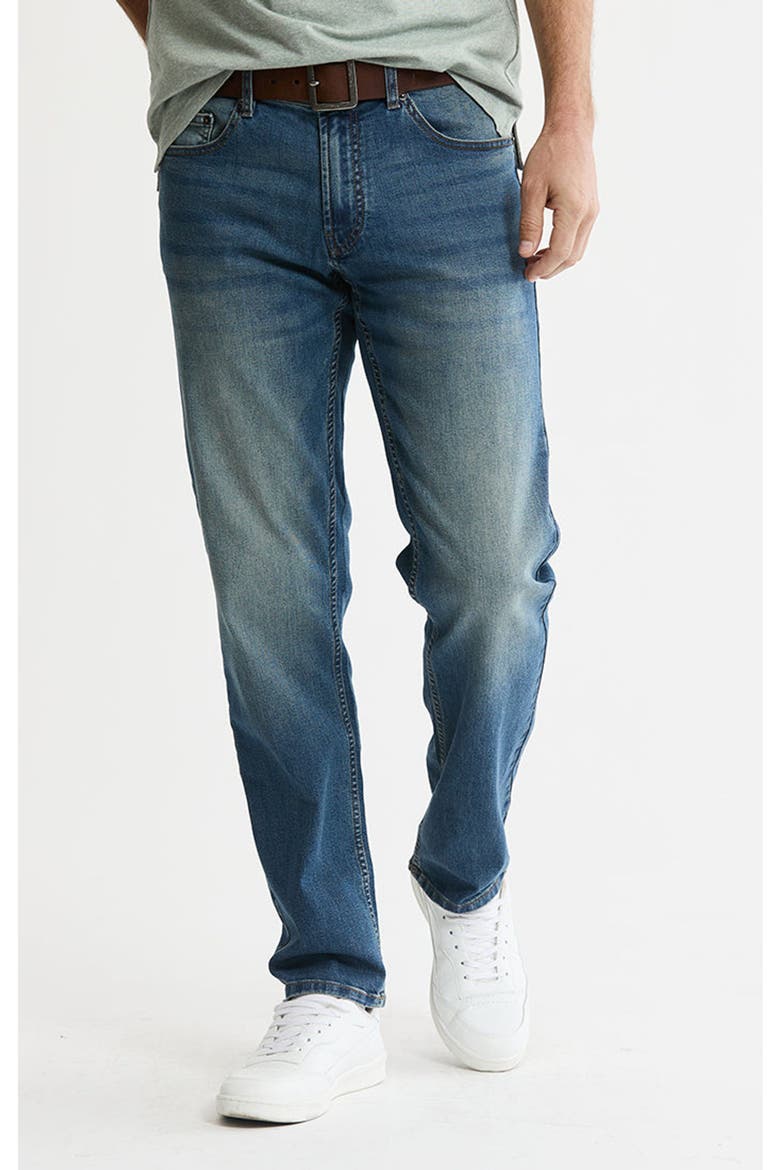 Relaxed Straight Fit 5-Pocket Denim Pants, Main, color, Bangkok