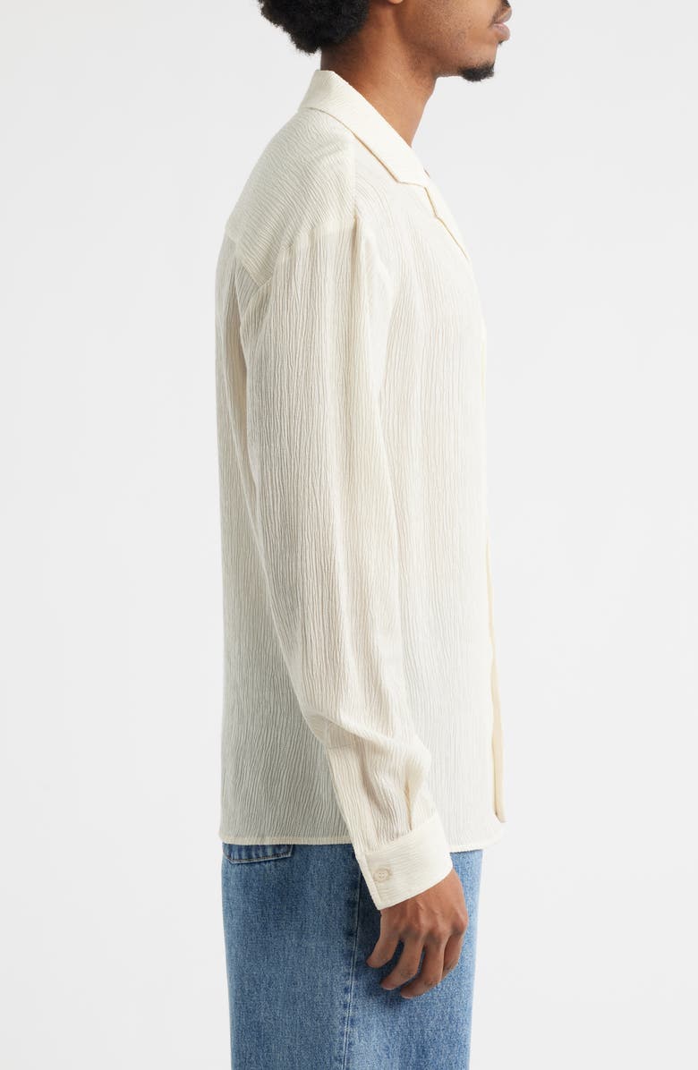 KROST Rippled Long Sleeve Camp Shirt, Alternate, color, Egret