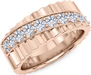 HauteCarat Diagonal Fluted Lab Grown Diamond Ring