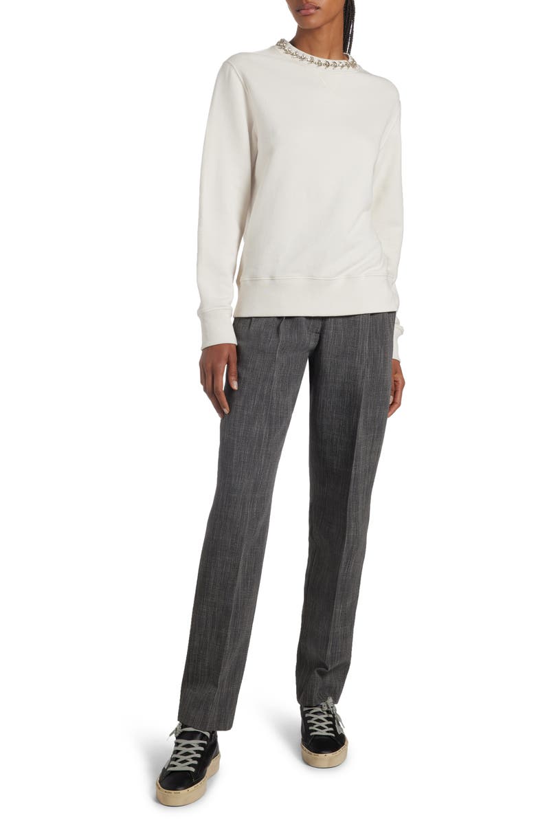 Golden Goose Crystal Embellished Cotton Crewneck Sweatshirt, Alternate, color,