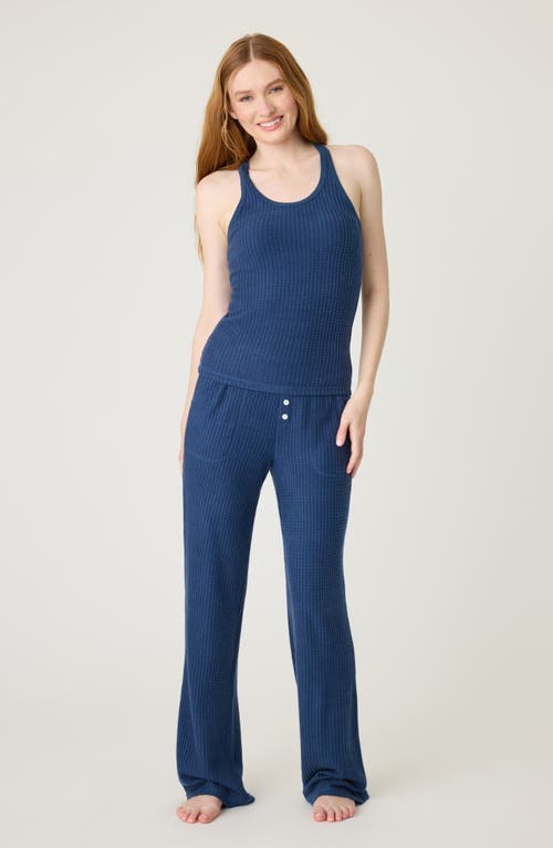 Pj Salvage Morning Waffle Knit Pajama Pants In Blue