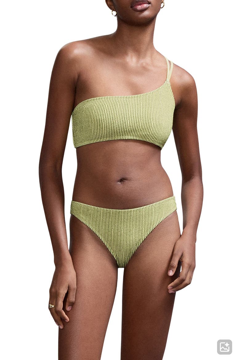 Asymmetric Textured Two-Piece Swimsuit, Main, color, GREEN