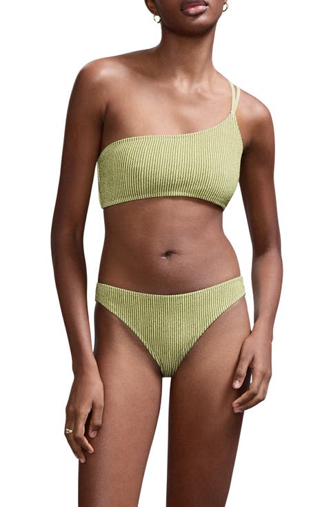 Asymmetric Textured Two-Piece Swimsuit