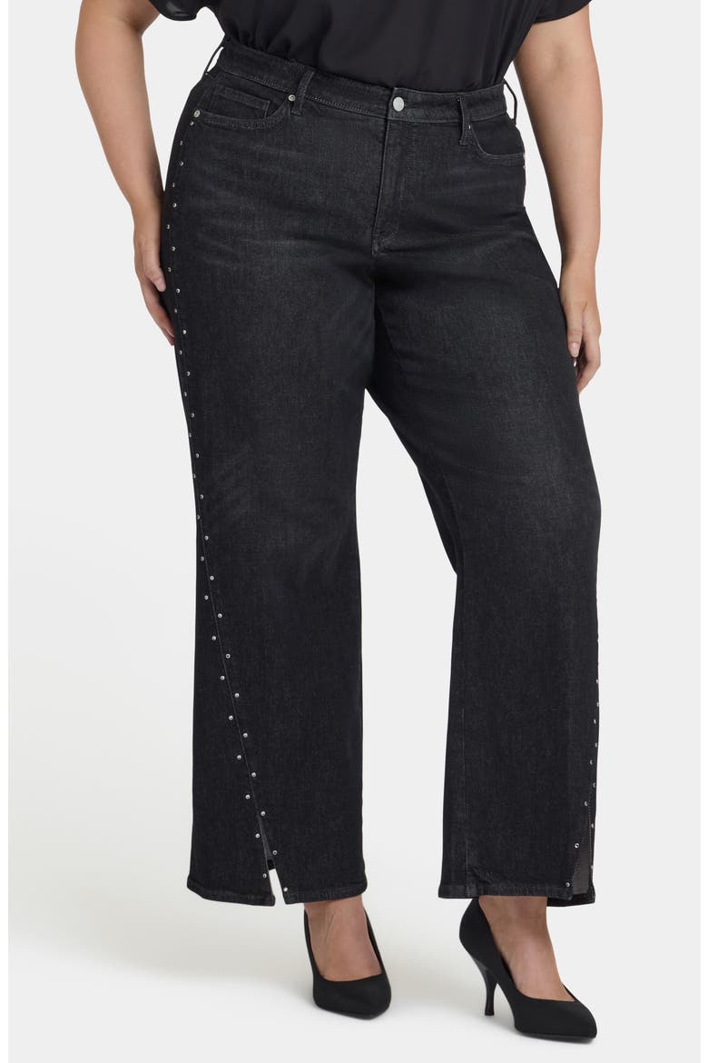 Teresa Rhinestone Split Hem Wide Leg Jeans, Main, color, FRENCH NIGHTFALL