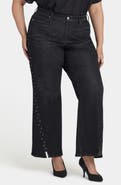 NYDJ Teresa Rhinestone Split Hem Wide Leg Jeans
