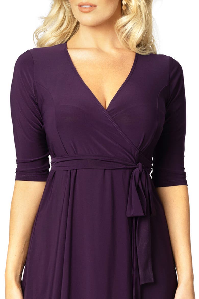 Essential Midi Wrap Dress, Alternate, color, PLUM PASSION