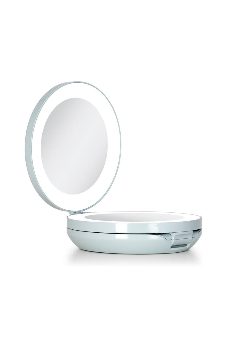 Lighted Travel Mirror with Magnification & Folding-to-Compact, Alternate, color, French Blue