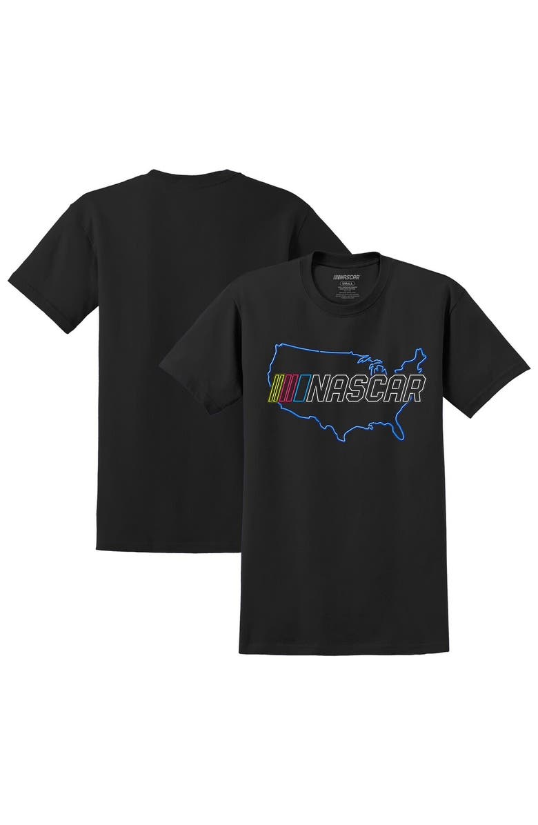 E2 APPAREL Men's Black NASCAR Neon Map T-Shirt, Alternate, color, Black