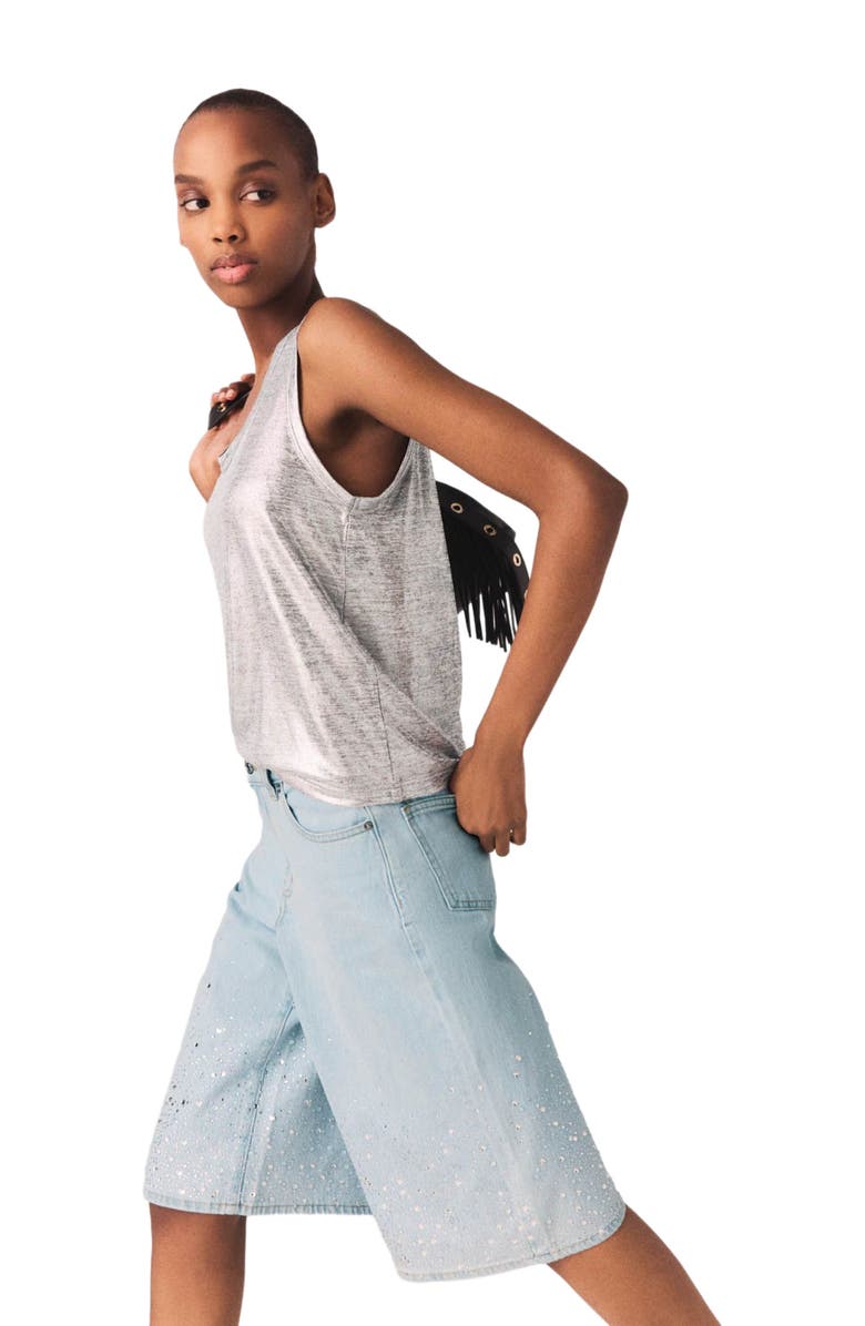 maje Metallic tank top, Alternate, color, Silver