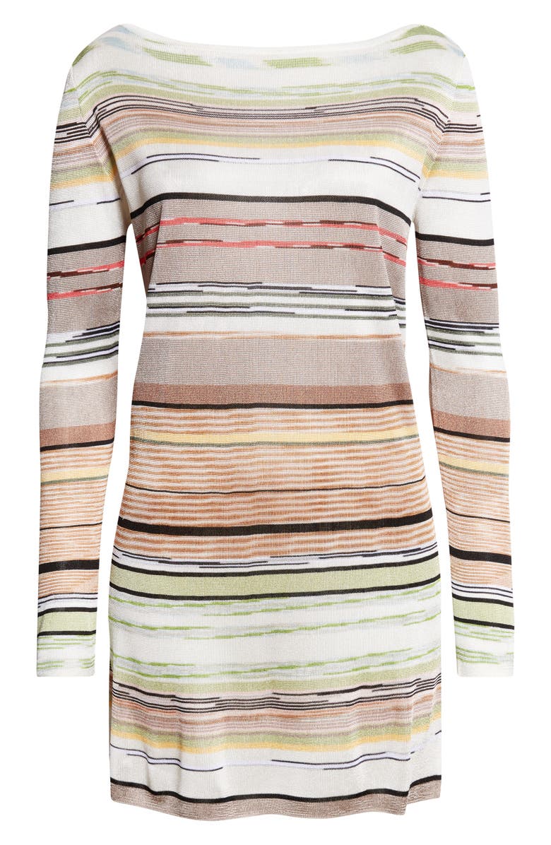 Missoni Flame Space Dye Stripe Minidress, Alternate, color, Green Brown Tones