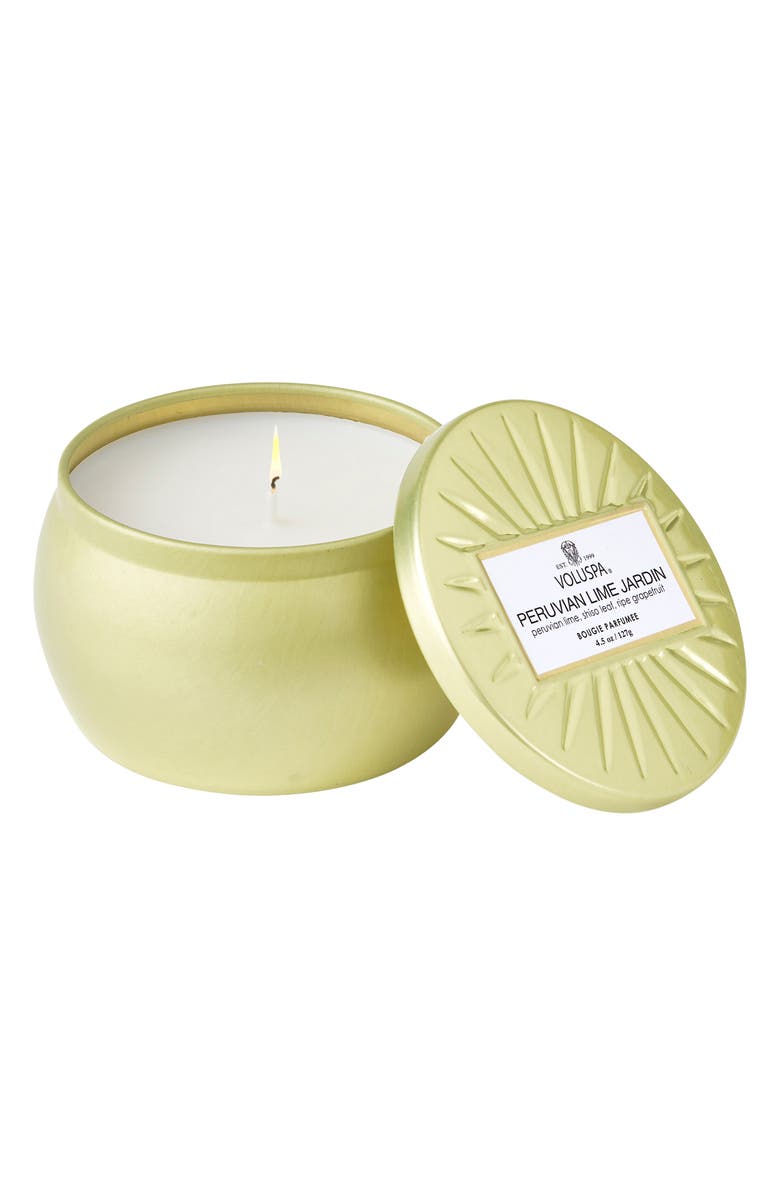 Voluspa Peruvian Lime Jardin Petite Tin Candle, Main, color,