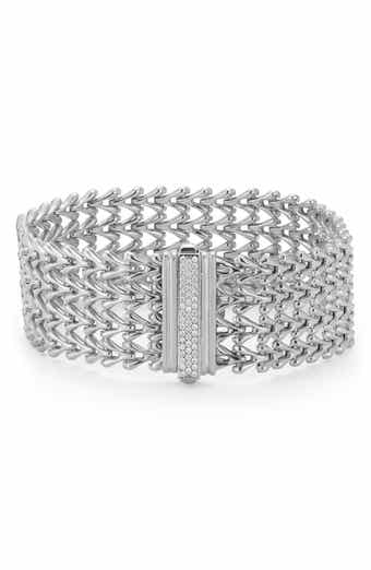 Pav Cubic Zirconia Triple Row Weave Bracelet