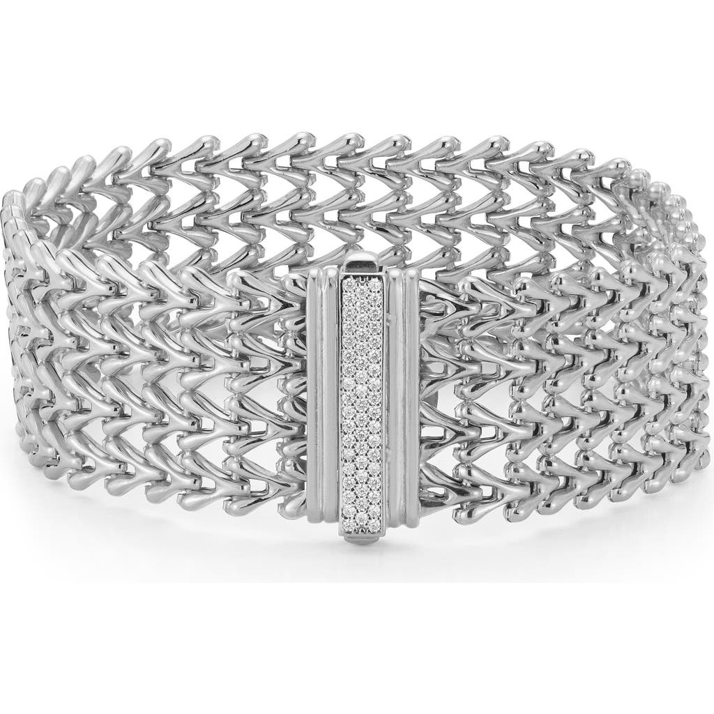 Sphera Milano Pav Cubic Zirconia Triple Row Weave Bracelet In Silver