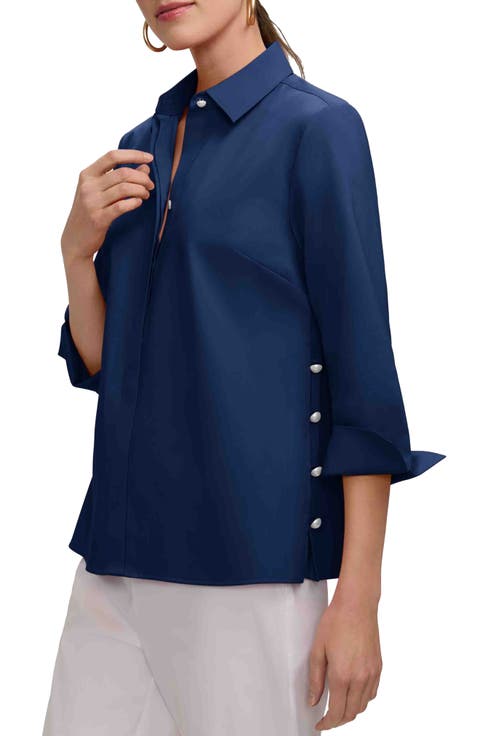 Beatrice Matte Satin Side Button Shirt