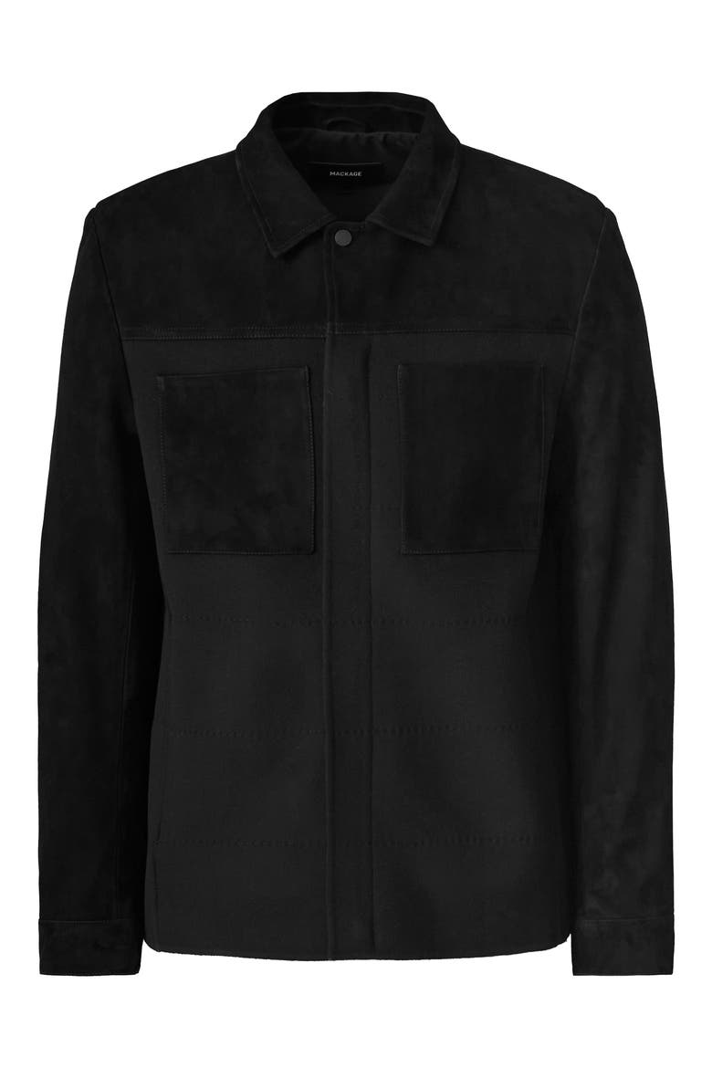 Wylder Mixed Media Shirt Jacket, Alternate, color, BLACK-BLACK