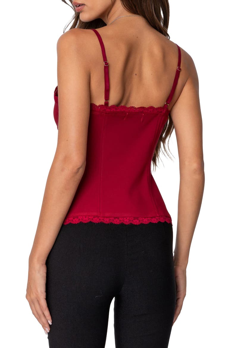 Crimson Lace Split Front Camisole, Alternate, color, BURGUNDY