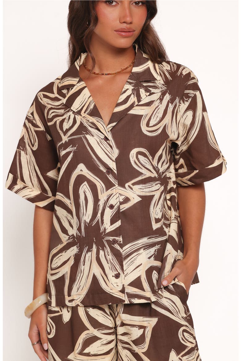 Pacifica Oversize Floral Print Camp Shirt, Alternate, color, CHOCOLATE FLORAL