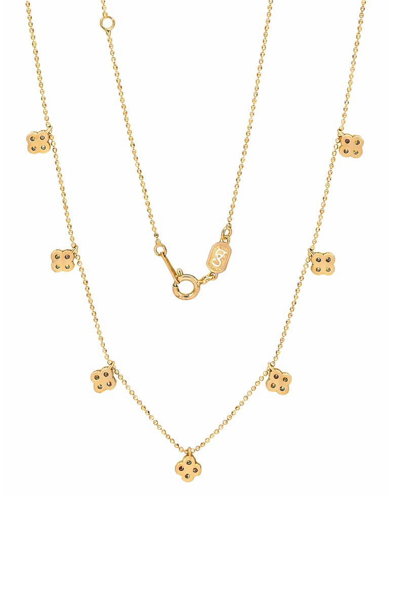 Cubic Zirconia Pavé Clover Station Necklace, Alternate, color, YELLOW