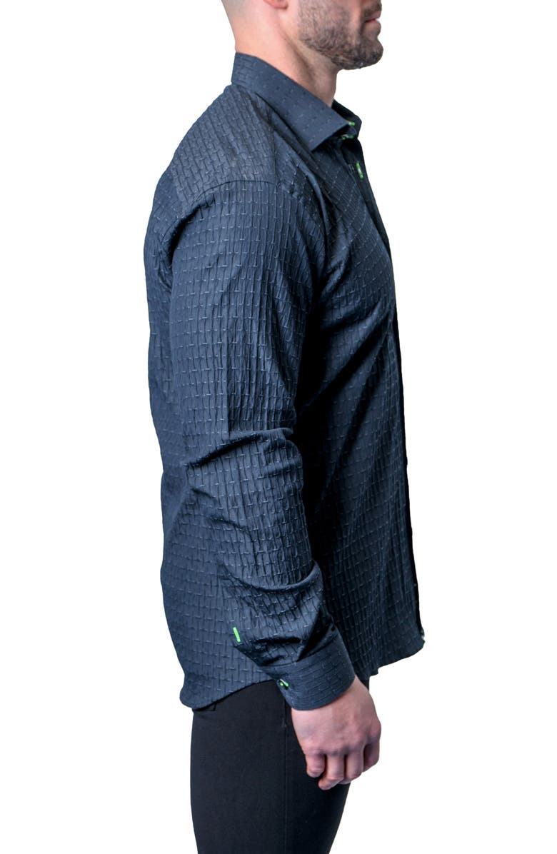 Maceoo Fibonacci Textured Lines Black Button-Up Shirt, Alternate, color, 