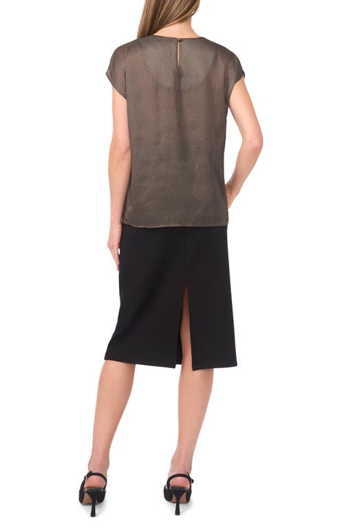 Halogenr Halogen(r) Herringbone Print Cap Sleeve Shell In Brown