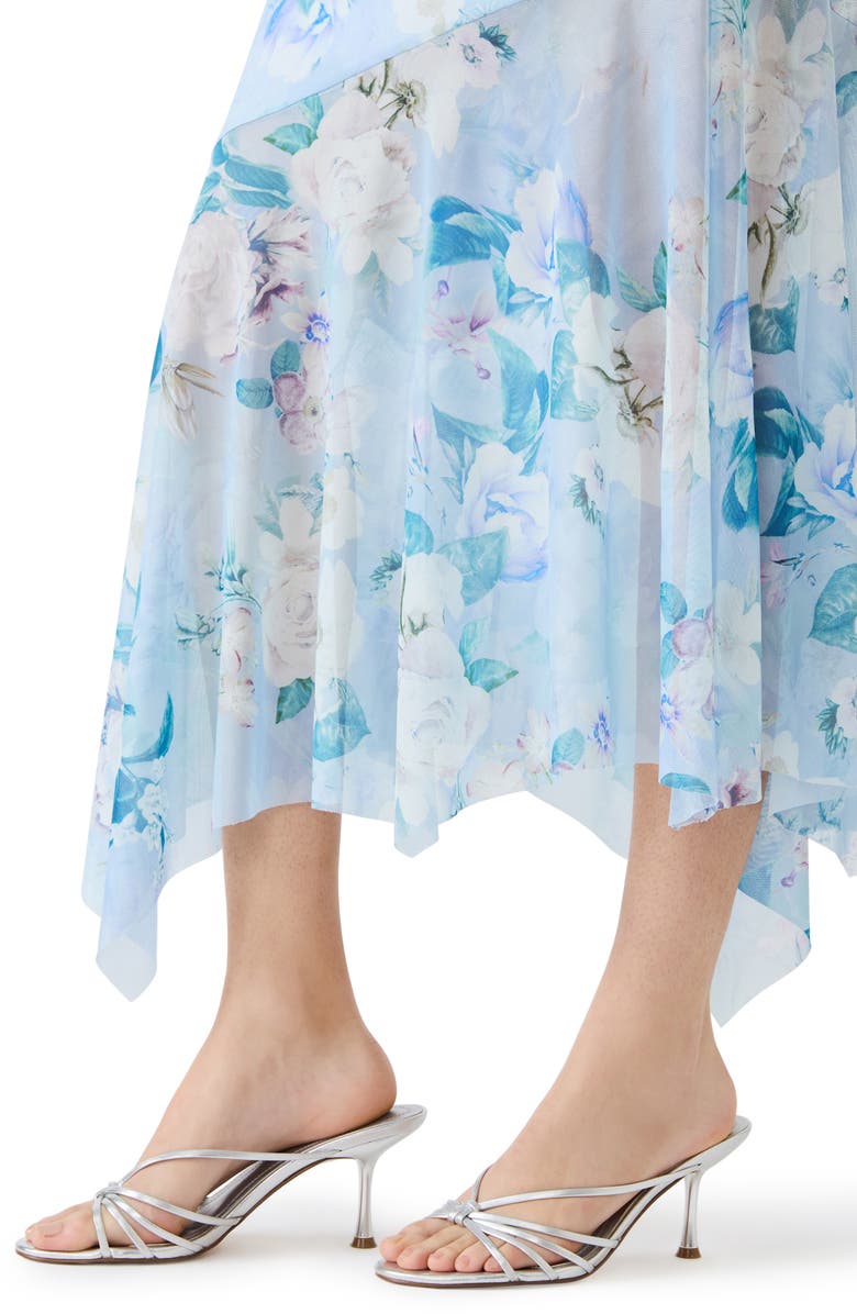 Steve Madden Lacie Floral Print Asymmetrical Hem Midi Skirt, Alternate, color, 