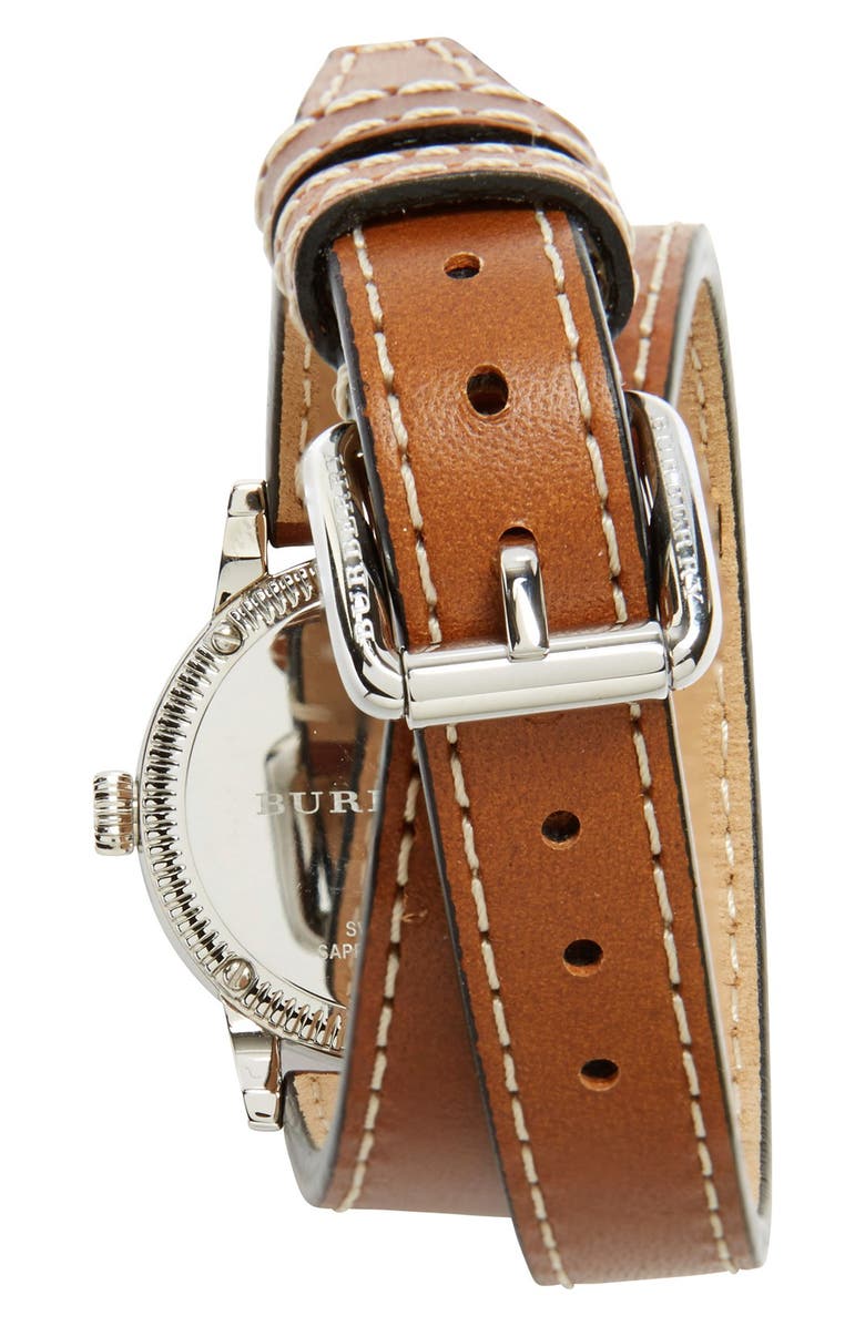 Burberry 'Utilitarian' Round Leather Wrap Watch, 30mm, Alternate, color, 