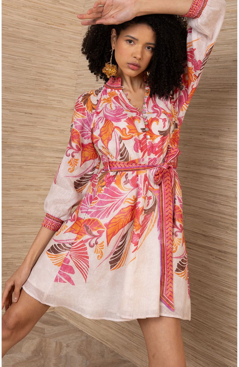 Hale Bob Belize Linen Dress, Alternate, color, Pink