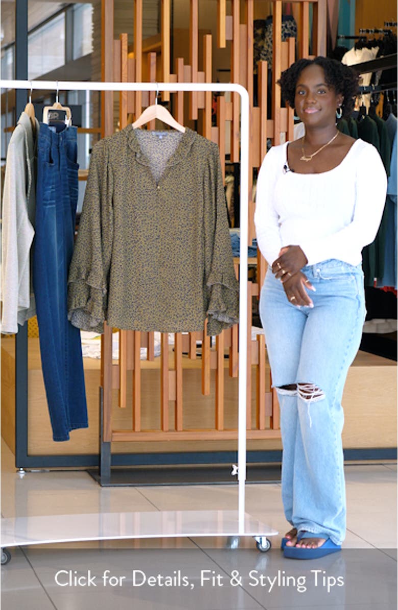 Leopard Print Ruffle Accent Top, sales video thumbnail