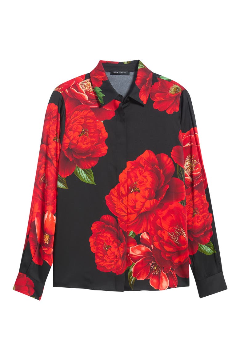 Shae Silk Blend Printed Shirt, Alternate, color, BLEEDING LOVE