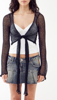 BDG Urban Outfitters Sheer Tie Front Cardigan